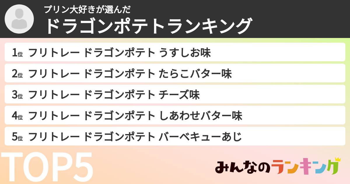 プリン大好きさんの「ドラゴンポテトランキング」