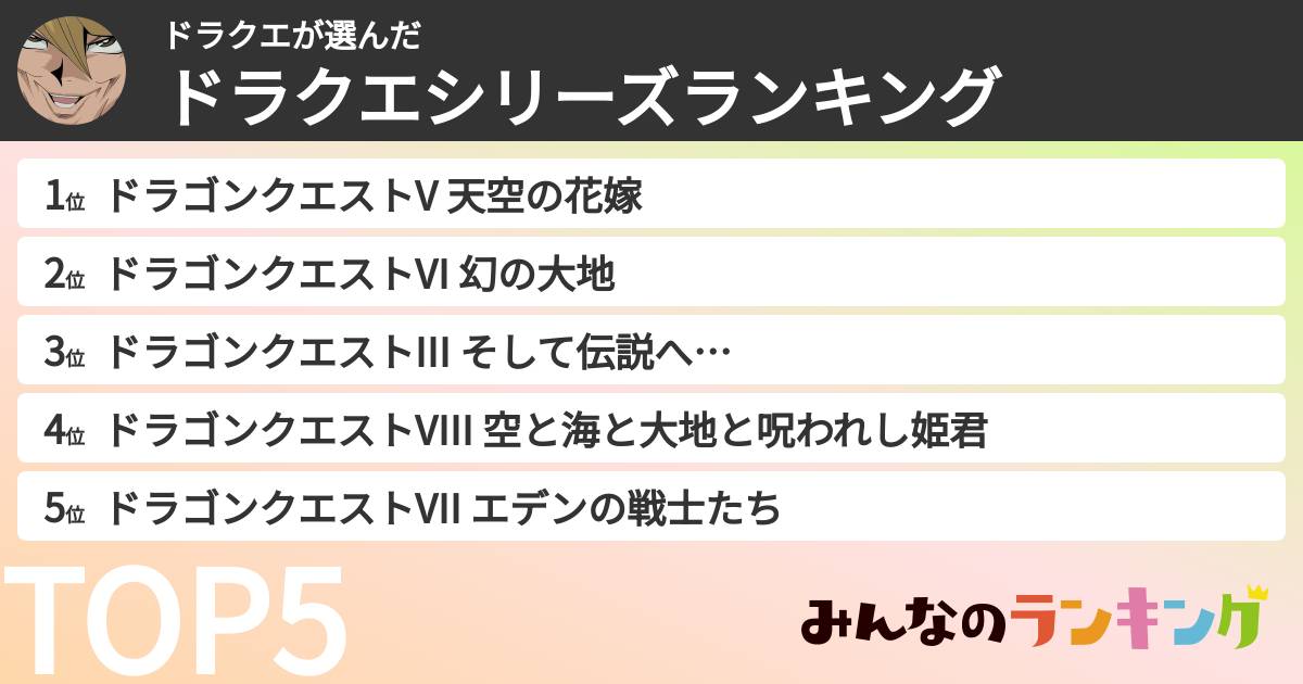ドラクエさんの「ドラクエシリーズランキング」