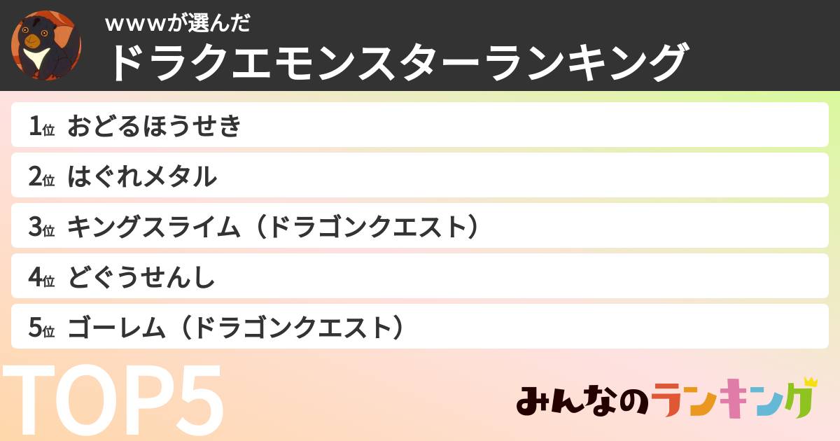 ｗｗｗさんの「ドラクエモンスターランキング」