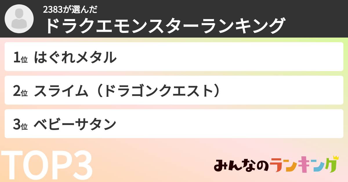2383さんの「ドラクエモンスターランキング」