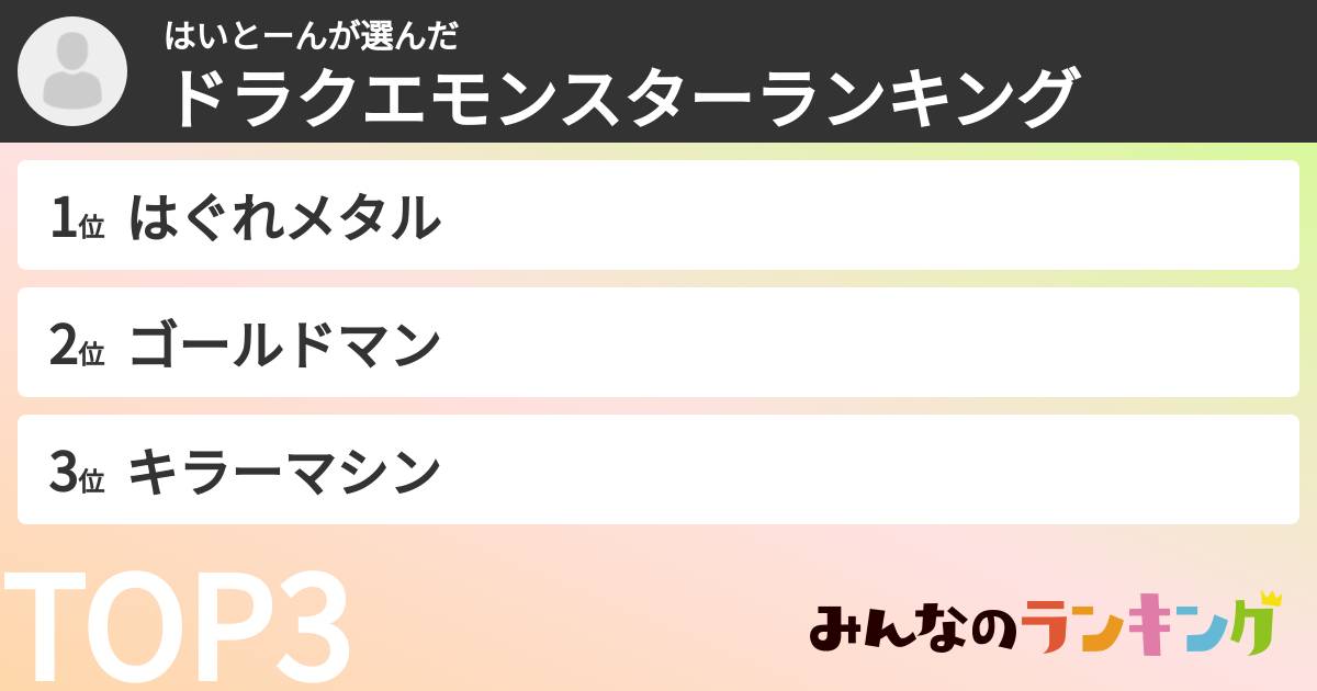 はいとーんさんの「ドラクエモンスターランキング」