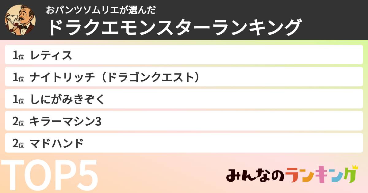 おパンツソムリエさんの「ドラクエモンスターランキング」