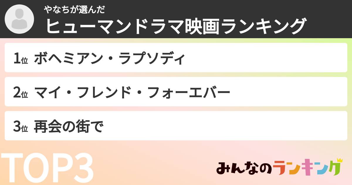 やなちさんの「ヒューマンドラマ映画ランキング」