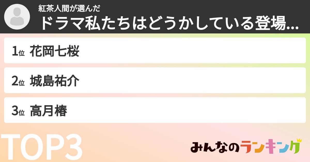 紅茶人間さんの「ドラマ私たちはどうかしている登場人物ランキング」