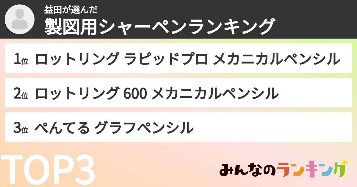 益田さんの「製図用シャーペンランキング」