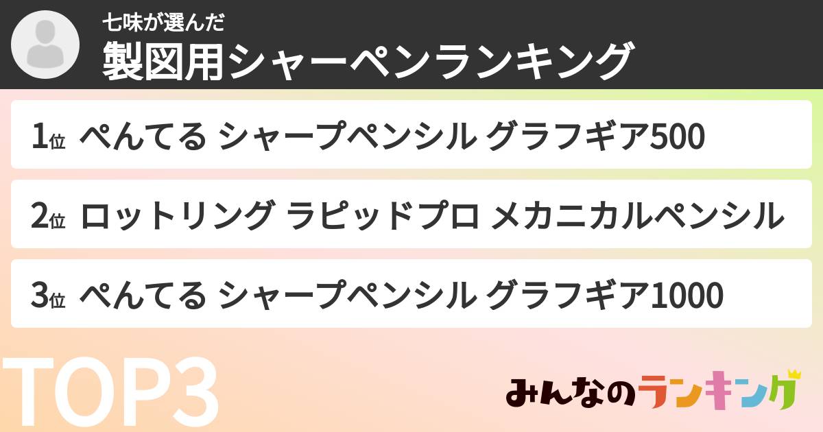 七味さんの「製図用シャーペンランキング」