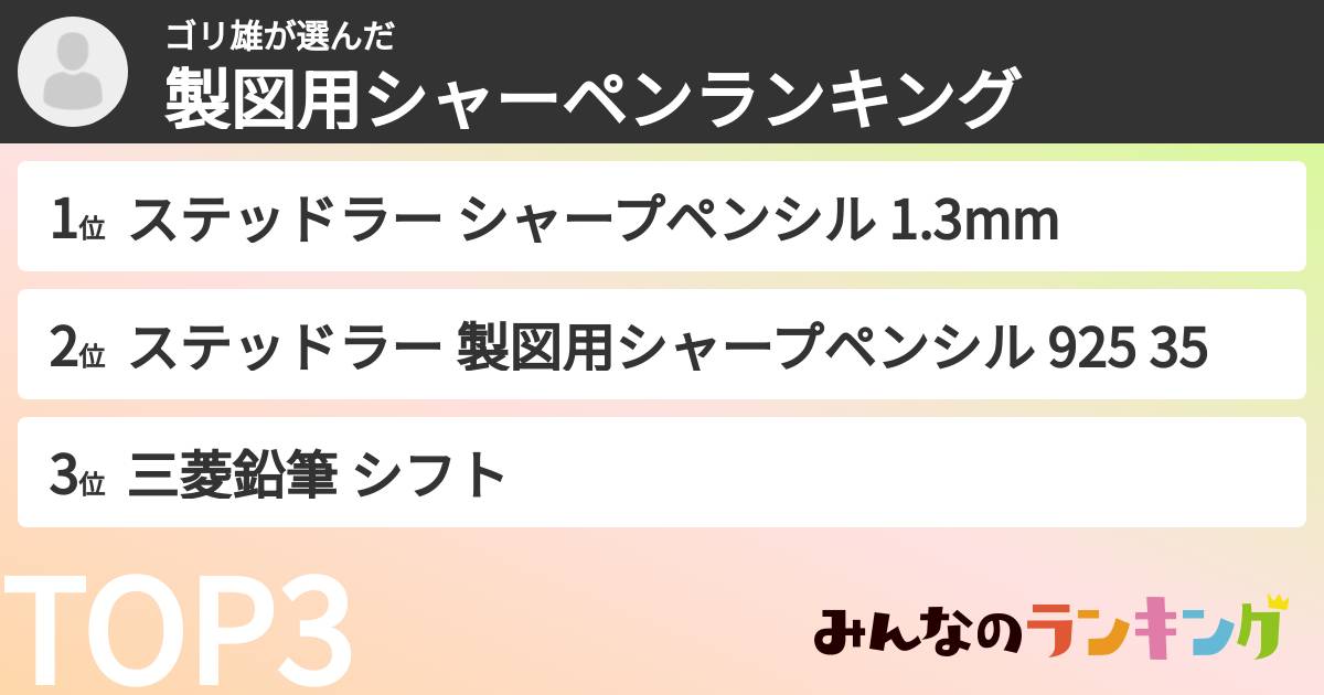 ゴリ雄さんの「製図用シャーペンランキング」