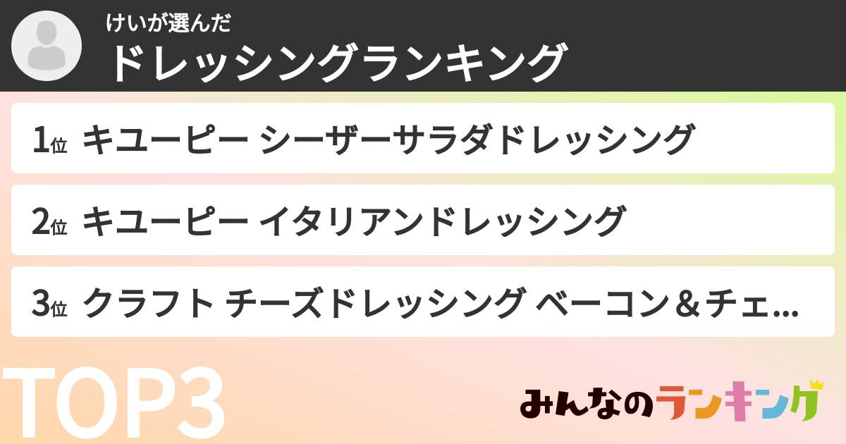 けいさんの「ドレッシングランキング」