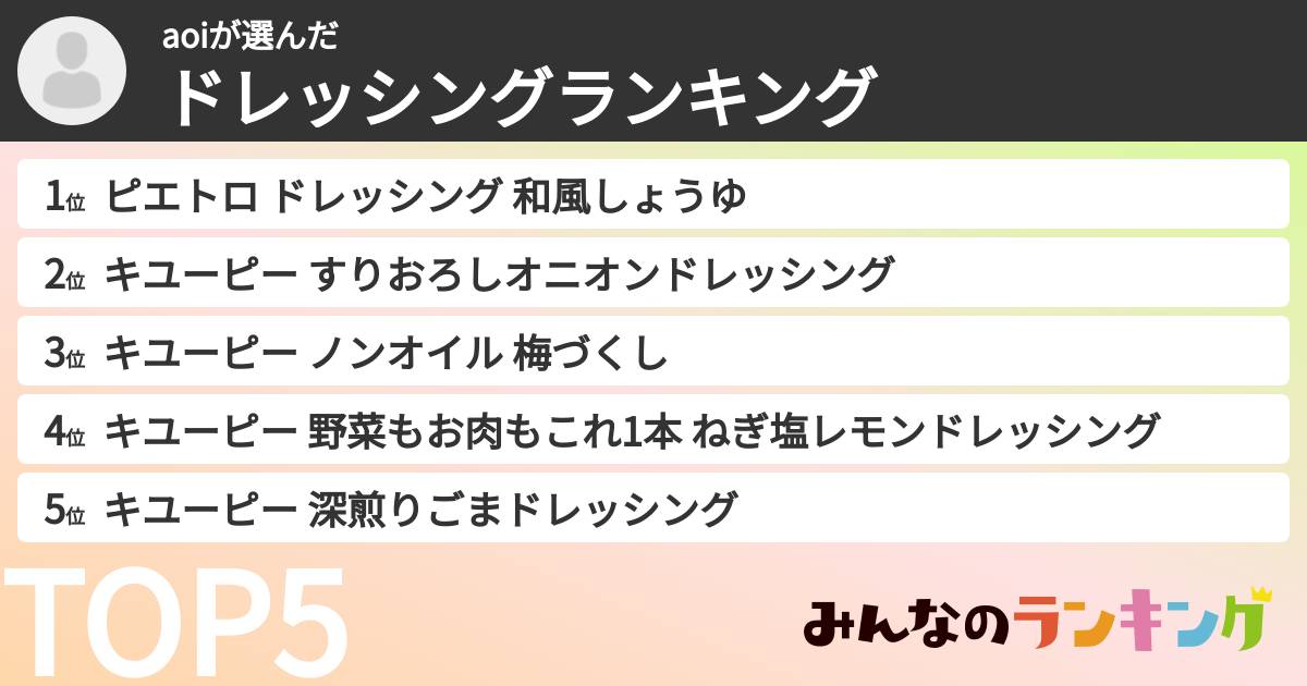 aoiさんの「ドレッシングランキング」