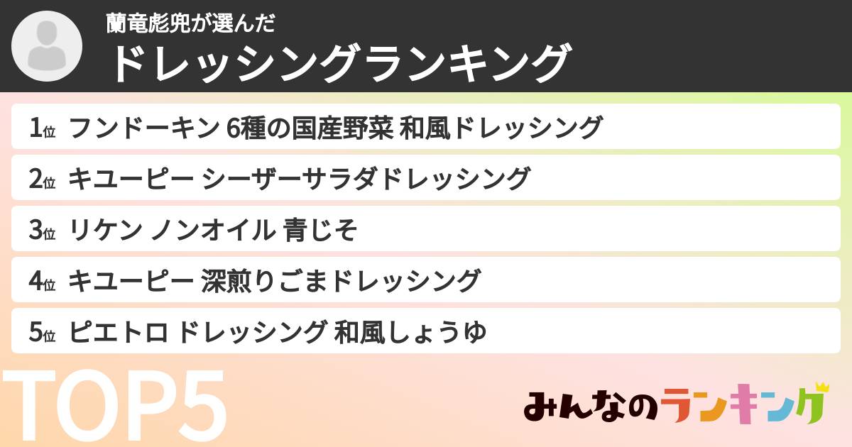 蘭竜彪兜さんの「ドレッシングランキング」