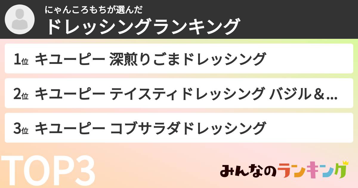 にゃんころもちさんの「ドレッシングランキング」