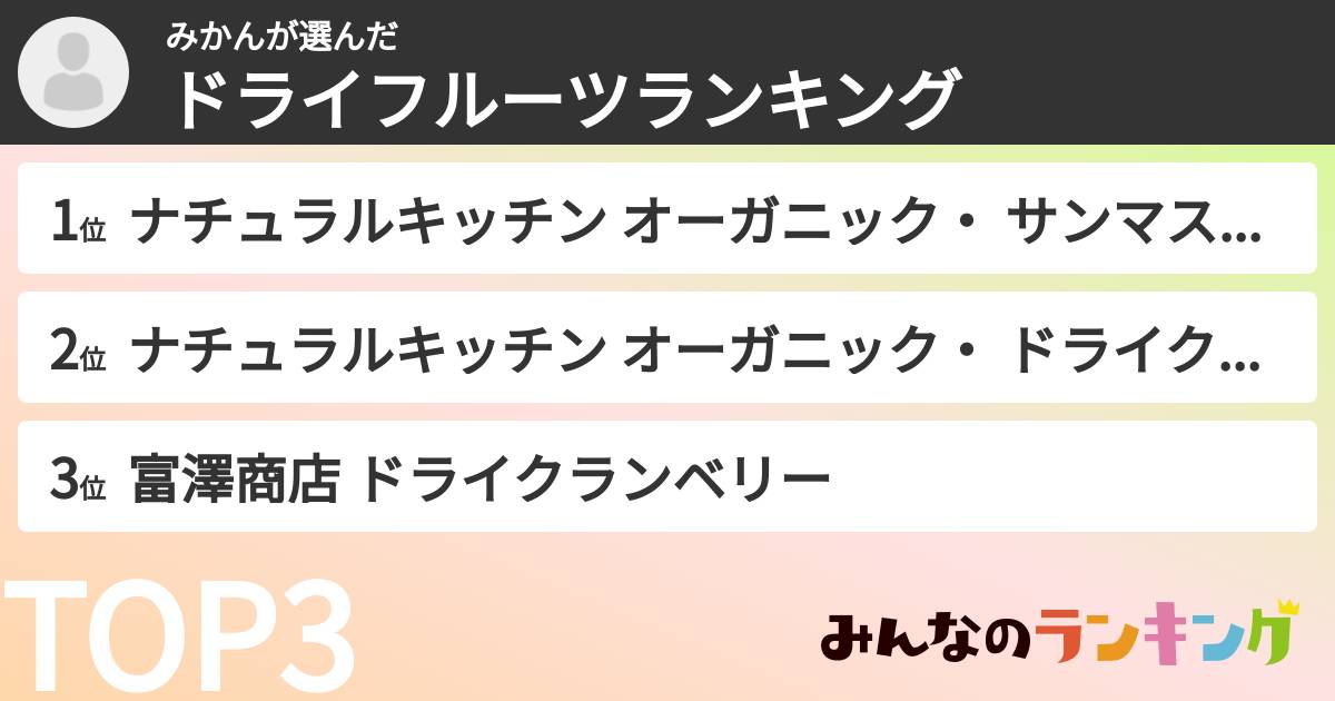 みかんさんの「ドライフルーツランキング」