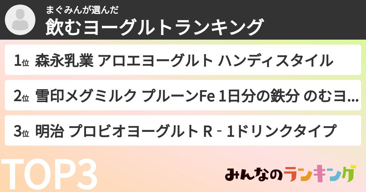 まぐみんさんの「飲むヨーグルトランキング」