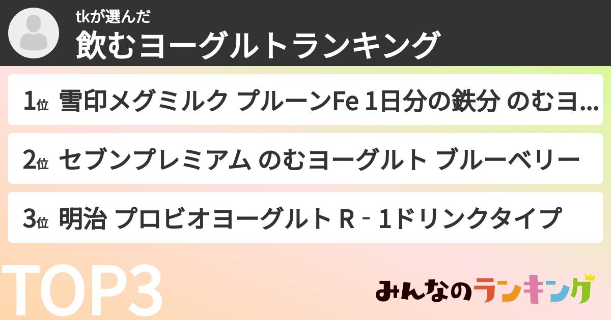 tkさんの「飲むヨーグルトランキング」