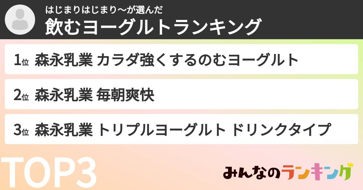 はじまりはじまり～さんの「飲むヨーグルトランキング」
