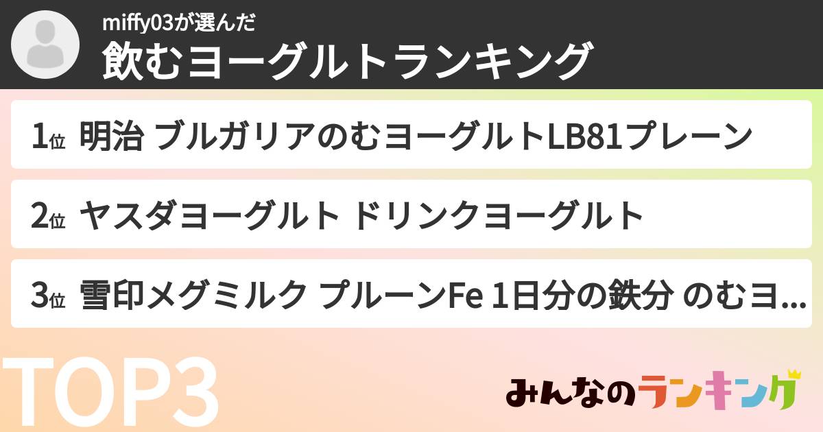 miffy03さんの「飲むヨーグルトランキング」