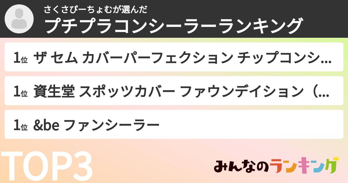さくさぴーちょむさんの「プチプラコンシーラーランキング」
