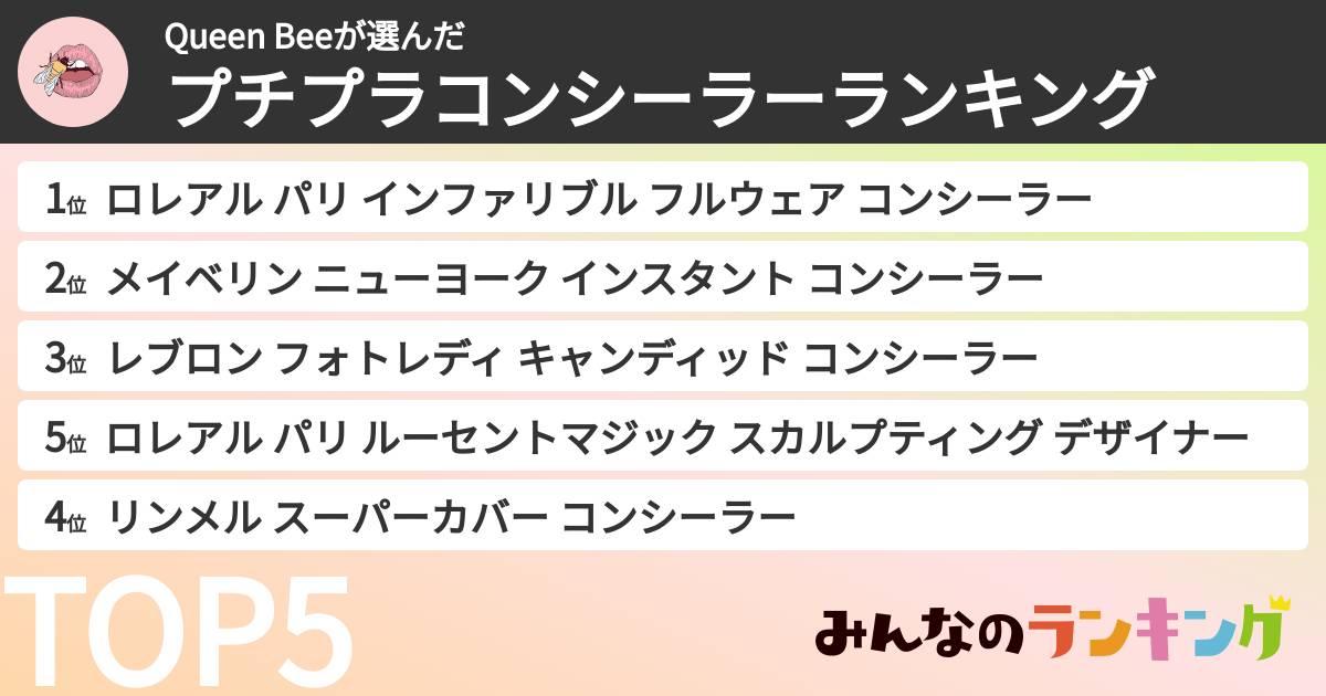 Queen Beeさんの「プチプラコンシーラーランキング」