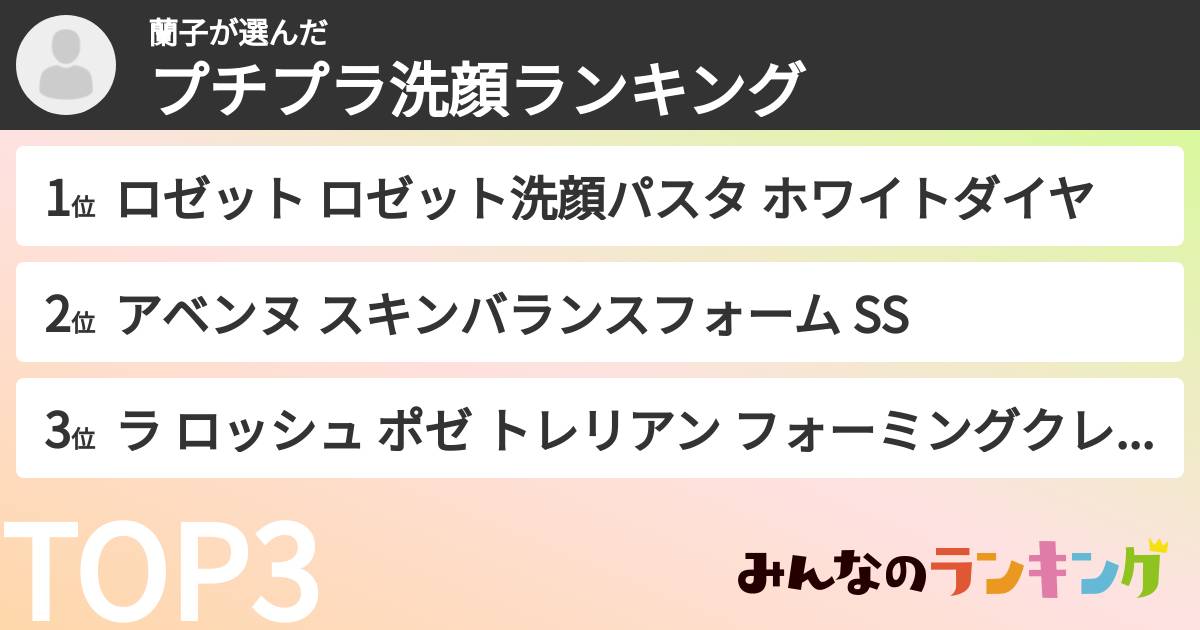 蘭子さんの「プチプラ洗顔ランキング」