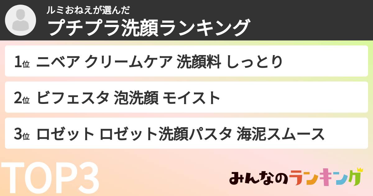 ルミおねえさんの「プチプラ洗顔ランキング」