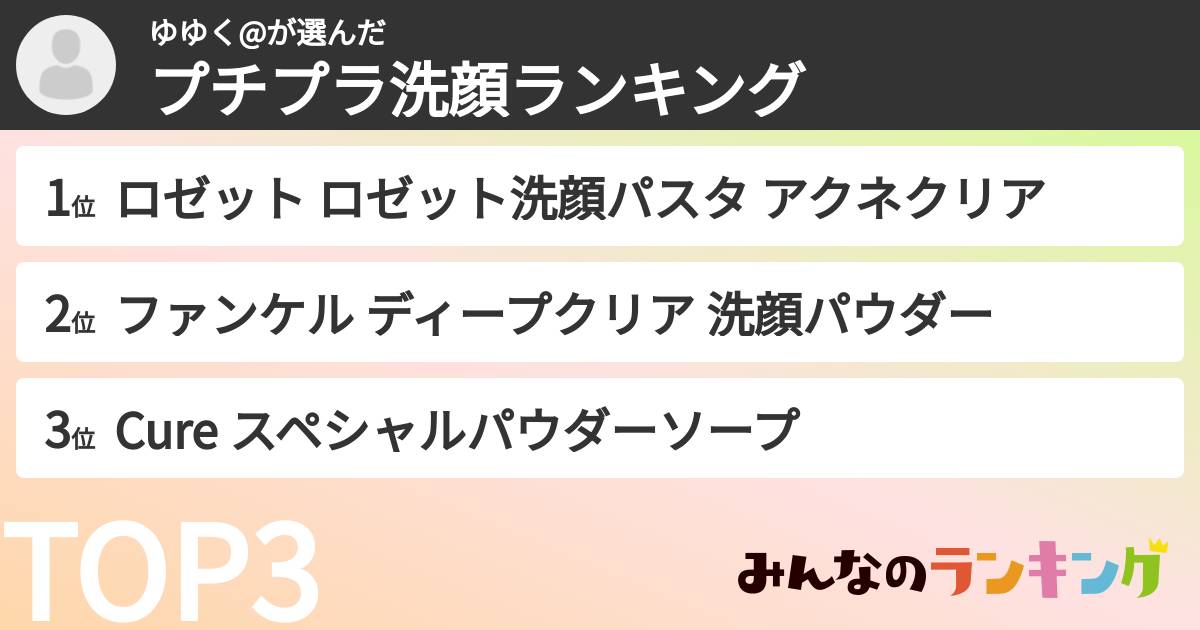 ゆゆく@さんの「プチプラ洗顔ランキング」