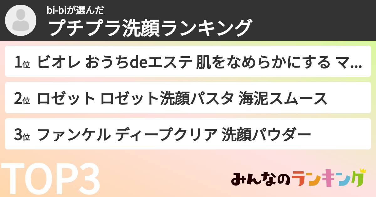 bi-biさんの「プチプラ洗顔ランキング」