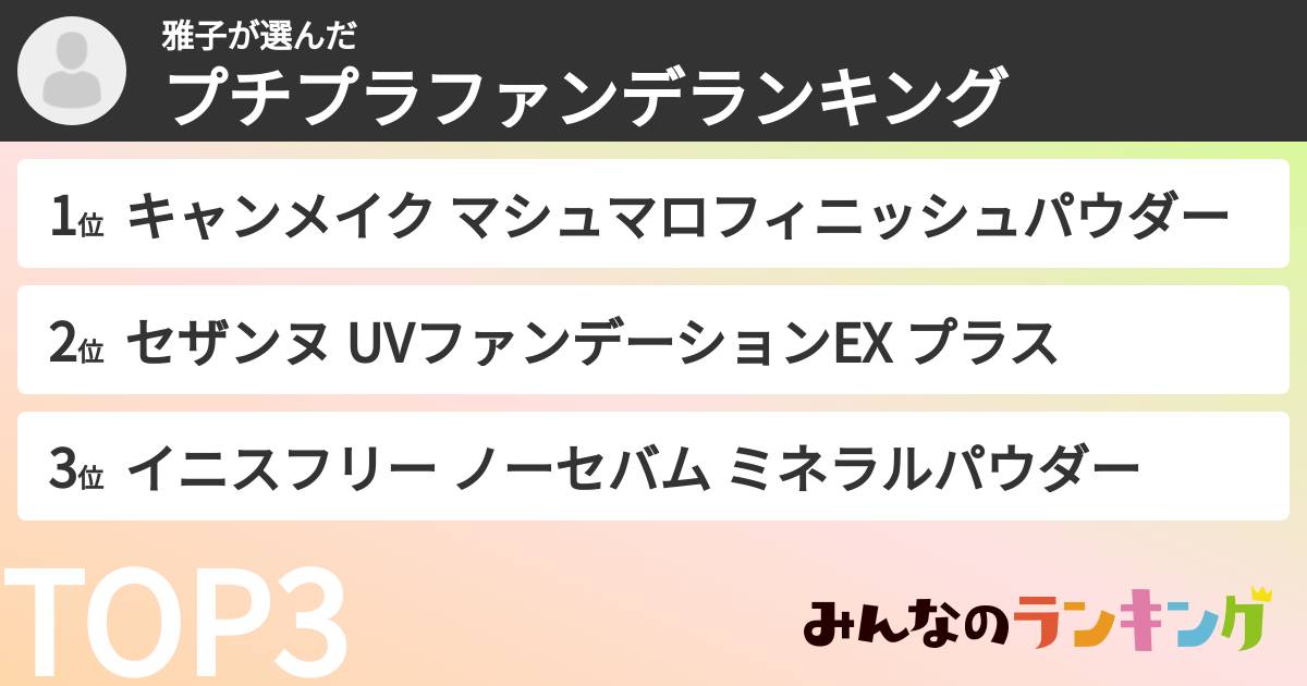 雅子さんの「プチプラファンデランキング」