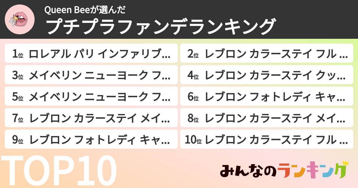Queen Beeさんの「プチプラファンデランキング」