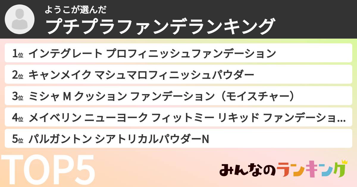ようこさんの「プチプラファンデランキング」