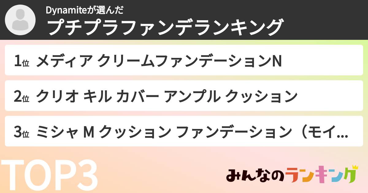 Dynamiteさんの「プチプラファンデランキング」