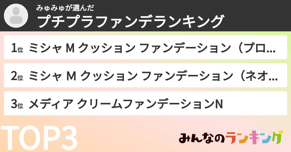 みゅみゅさんの「プチプラファンデランキング」