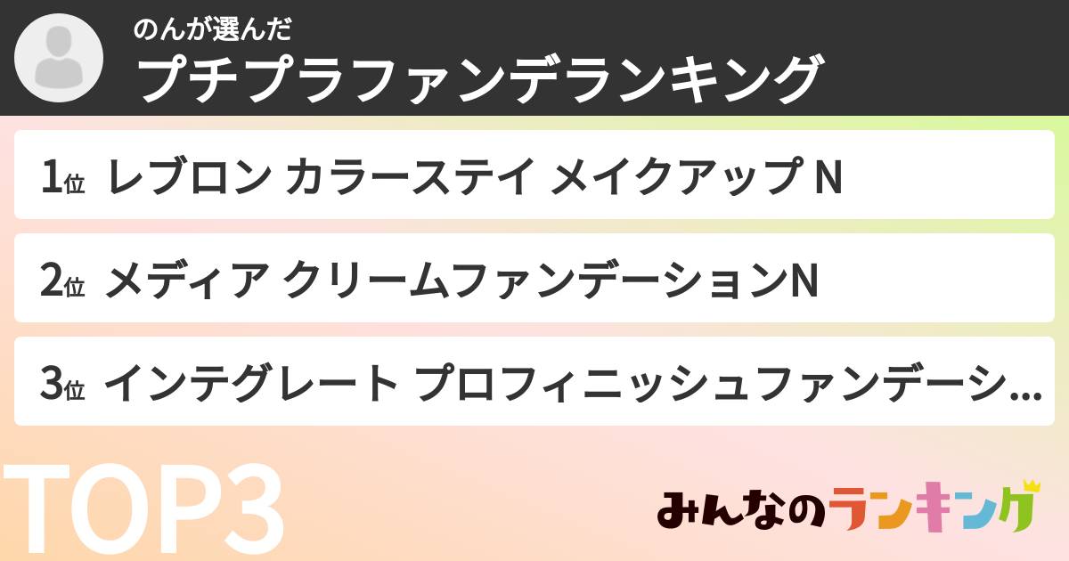 のんさんの「プチプラファンデランキング」