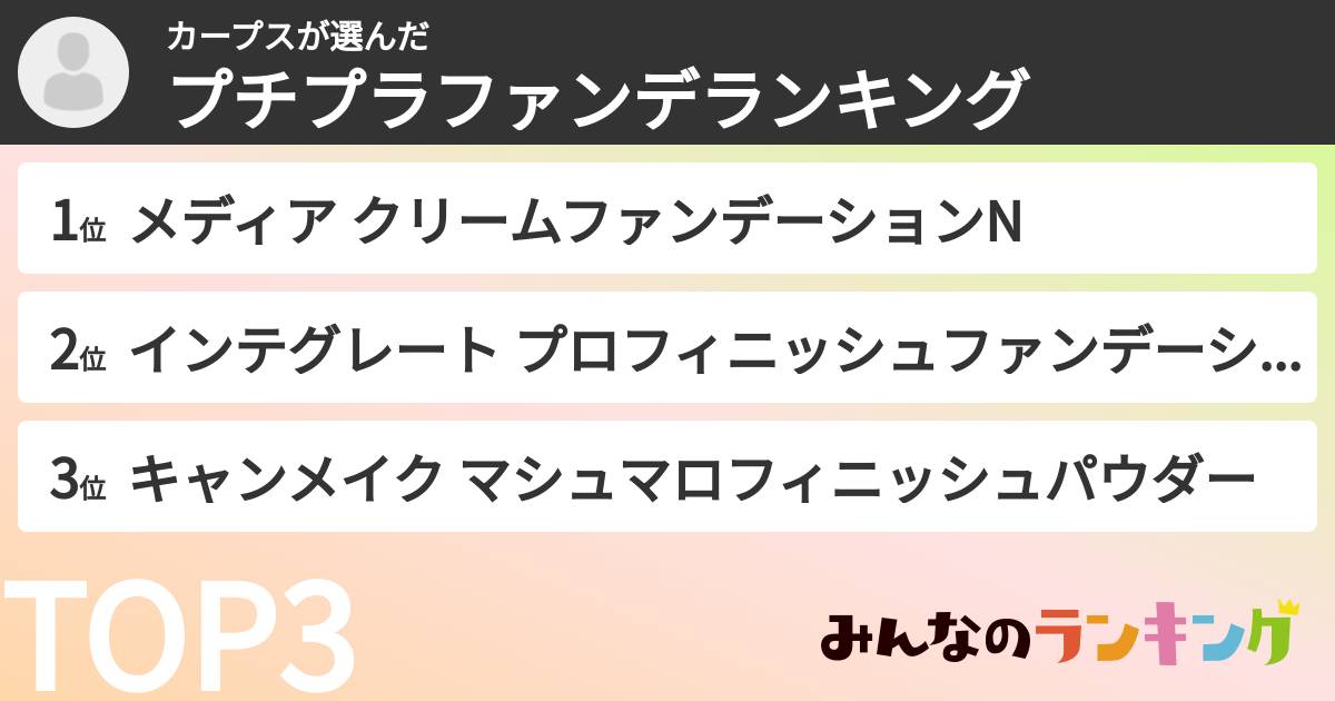 カープスさんの「プチプラファンデランキング」