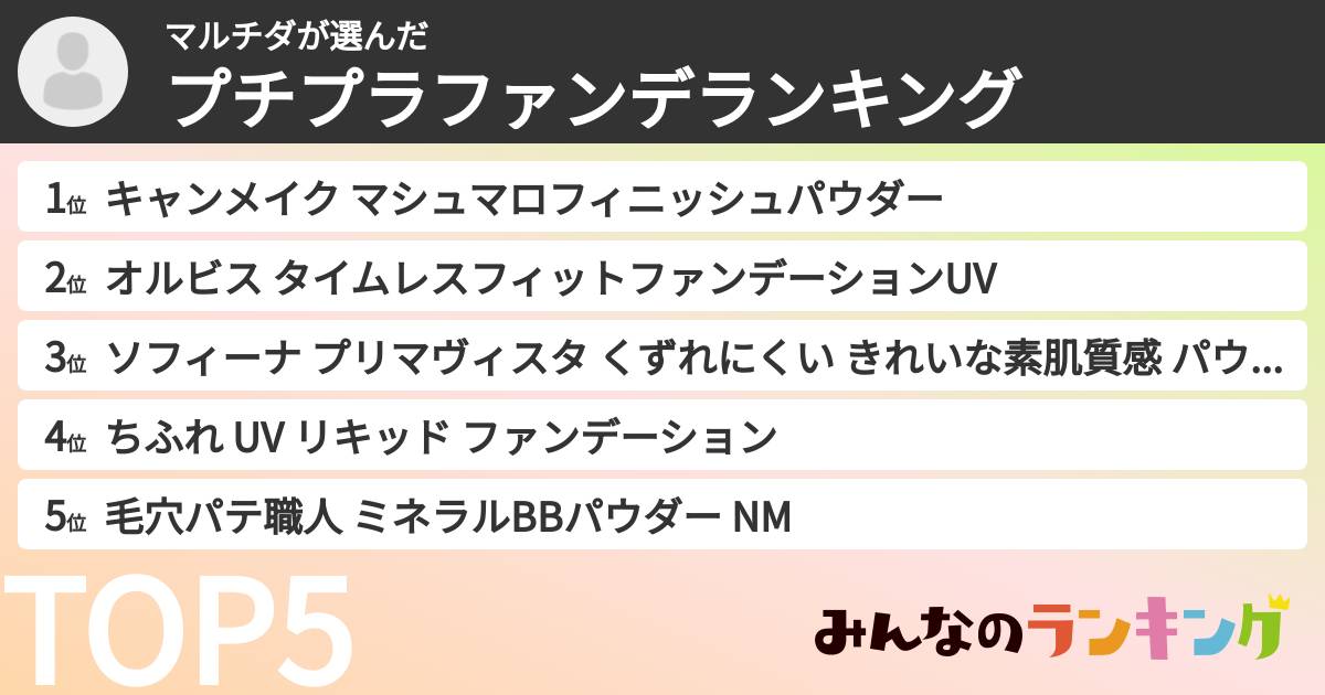 マルチダさんの「プチプラファンデランキング」