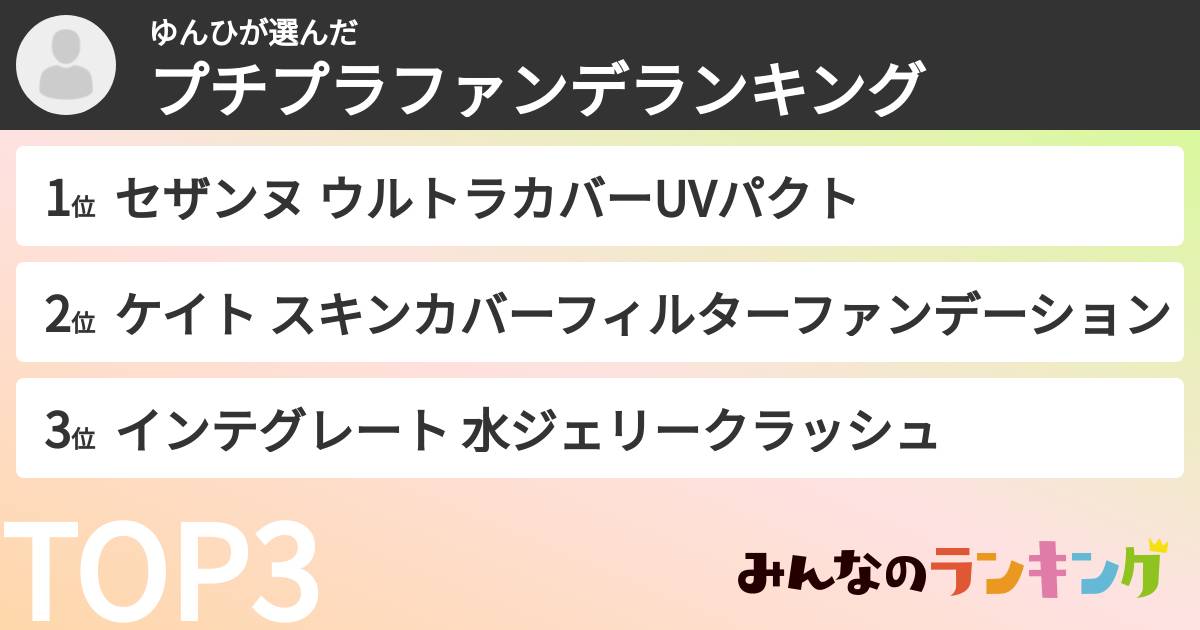 ゆんひさんの「プチプラファンデランキング」