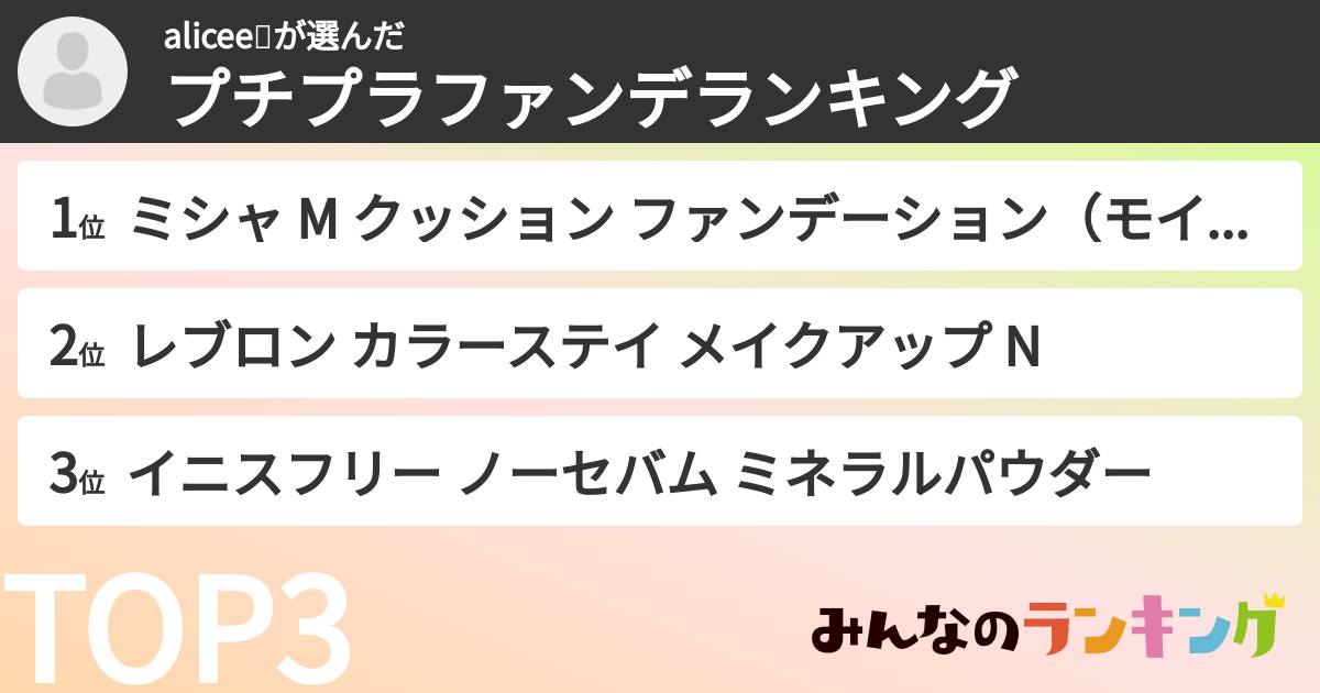 alicee💝さんの「プチプラファンデランキング」