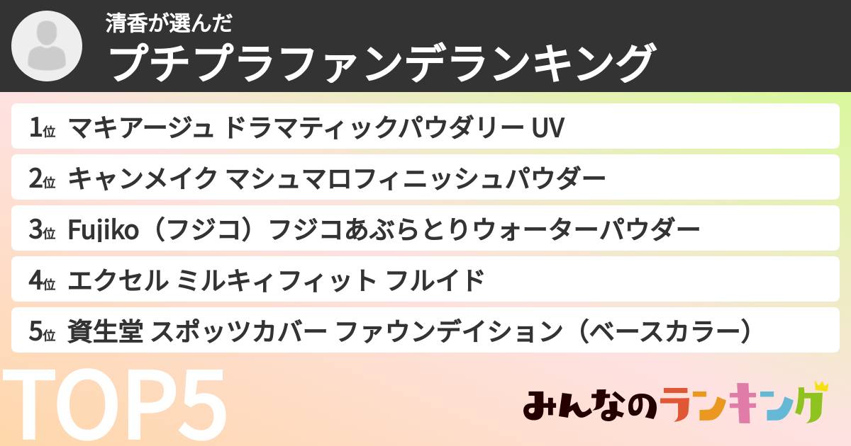 清香さんの「プチプラファンデランキング」