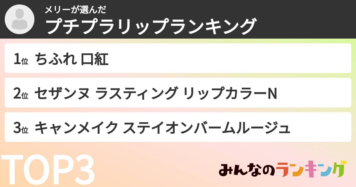 メリーさんの「プチプラリップランキング」