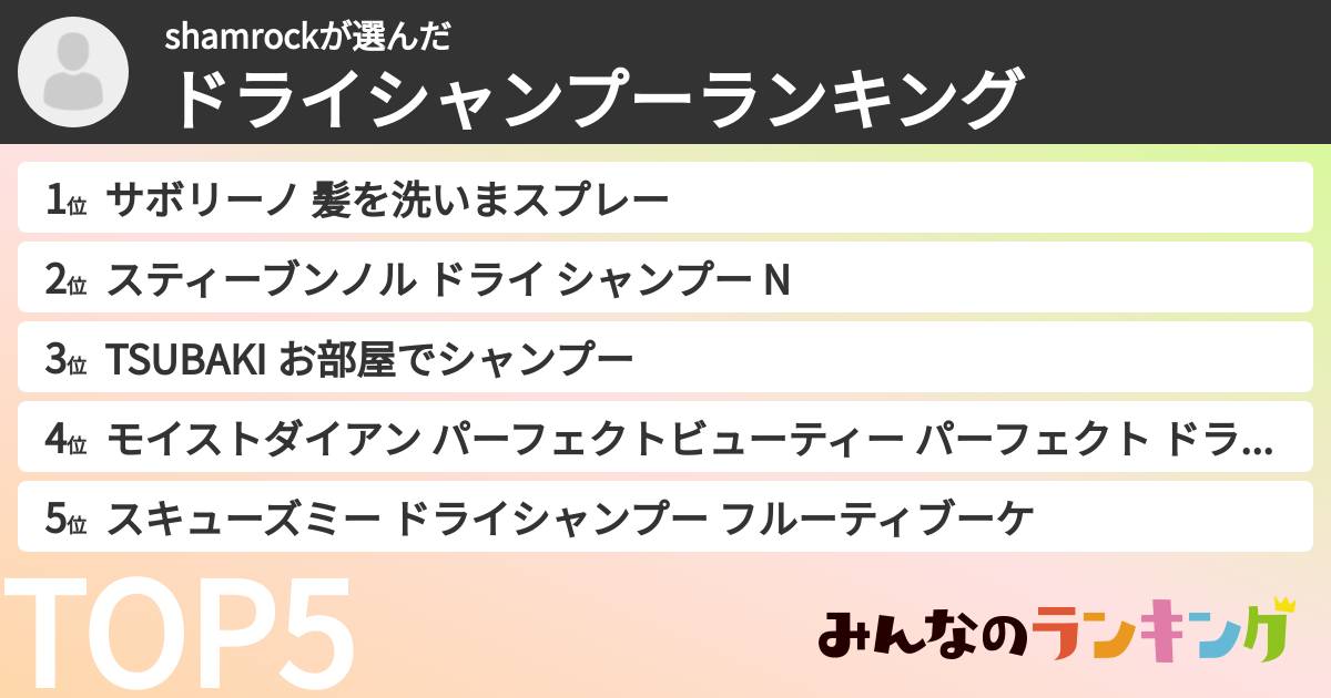 shamrockさんの「ドライシャンプーランキング」