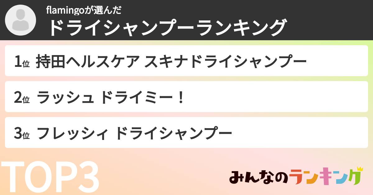 flamingoさんの「ドライシャンプーランキング」