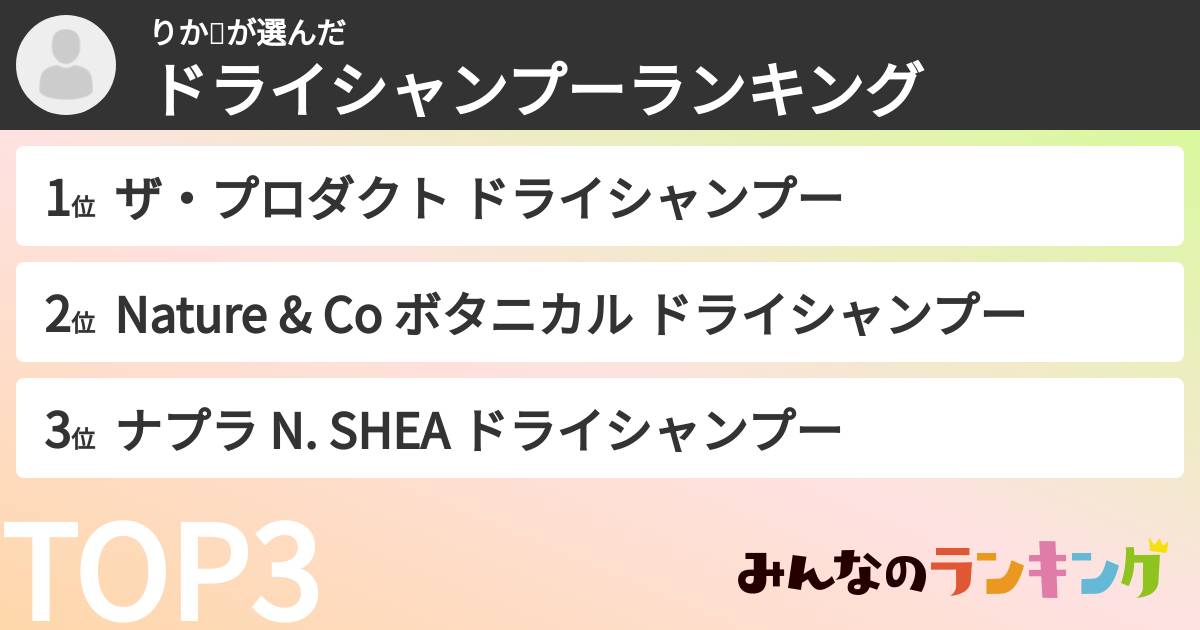 りか🌃さんの「ドライシャンプーランキング」