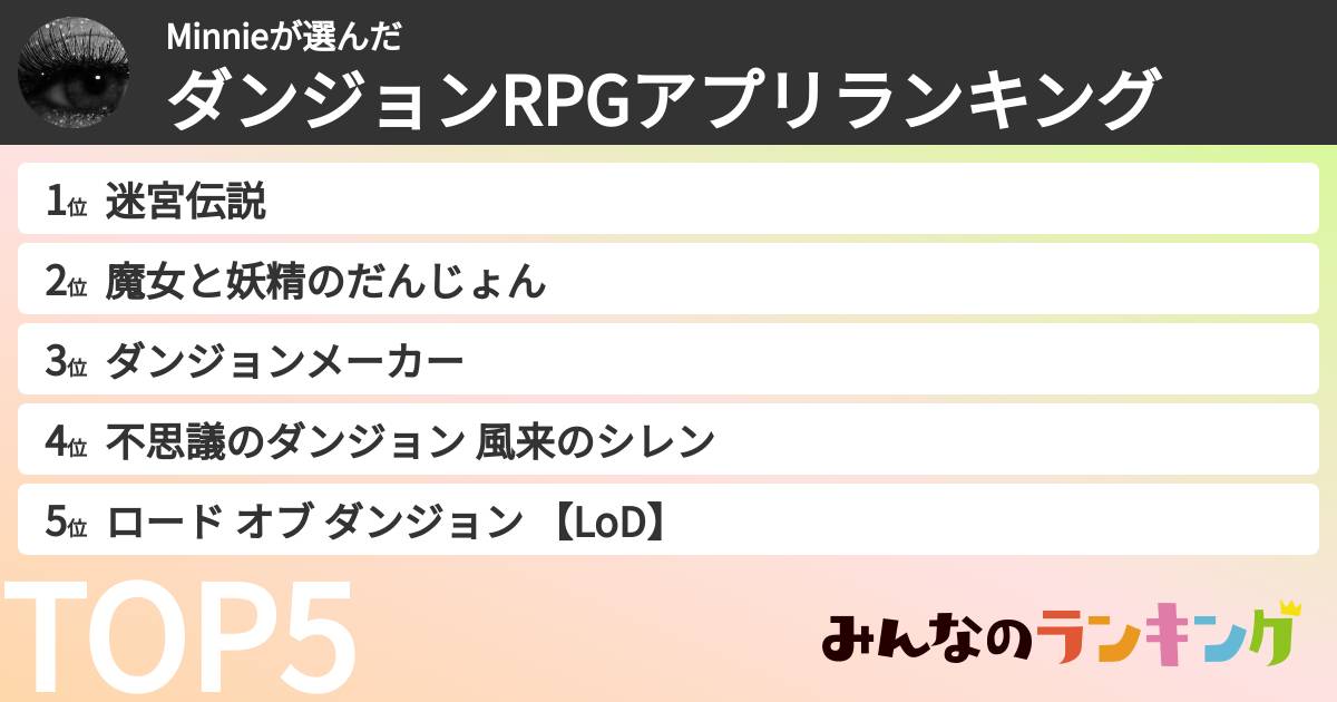 Minnieさんの「ダンジョンRPGアプリランキング」
