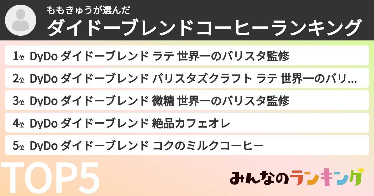 ももきゅうさんの「ダイドーブレンドコーヒーランキング」