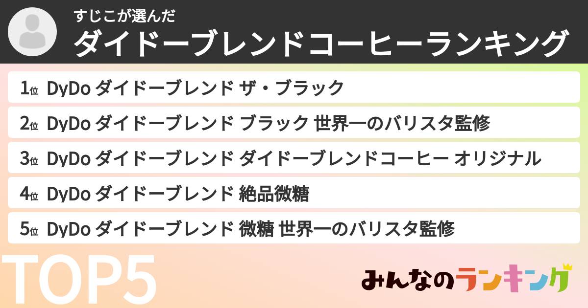 すじこさんの「ダイドーブレンドコーヒーランキング」