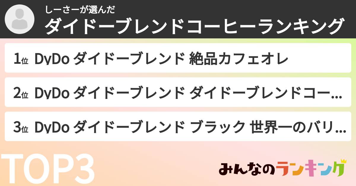 しーさーさんの「ダイドーブレンドコーヒーランキング」