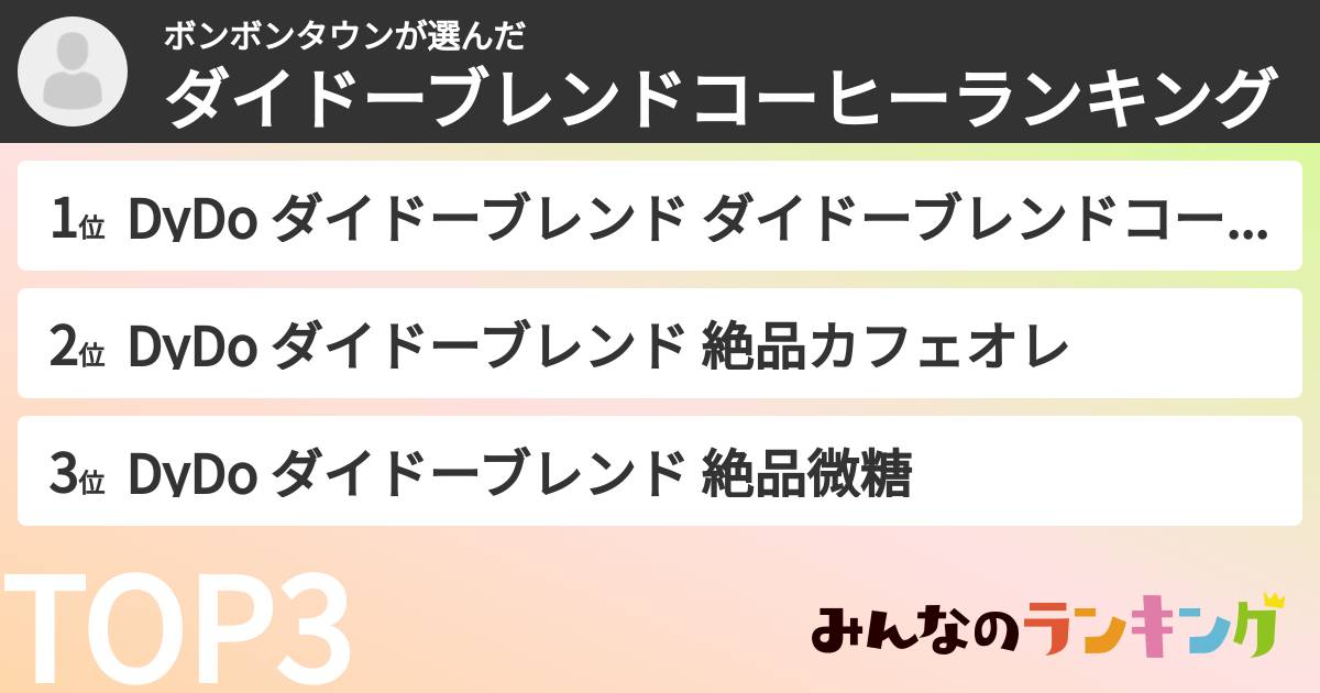 ボンボンタウンさんの「ダイドーブレンドコーヒーランキング」