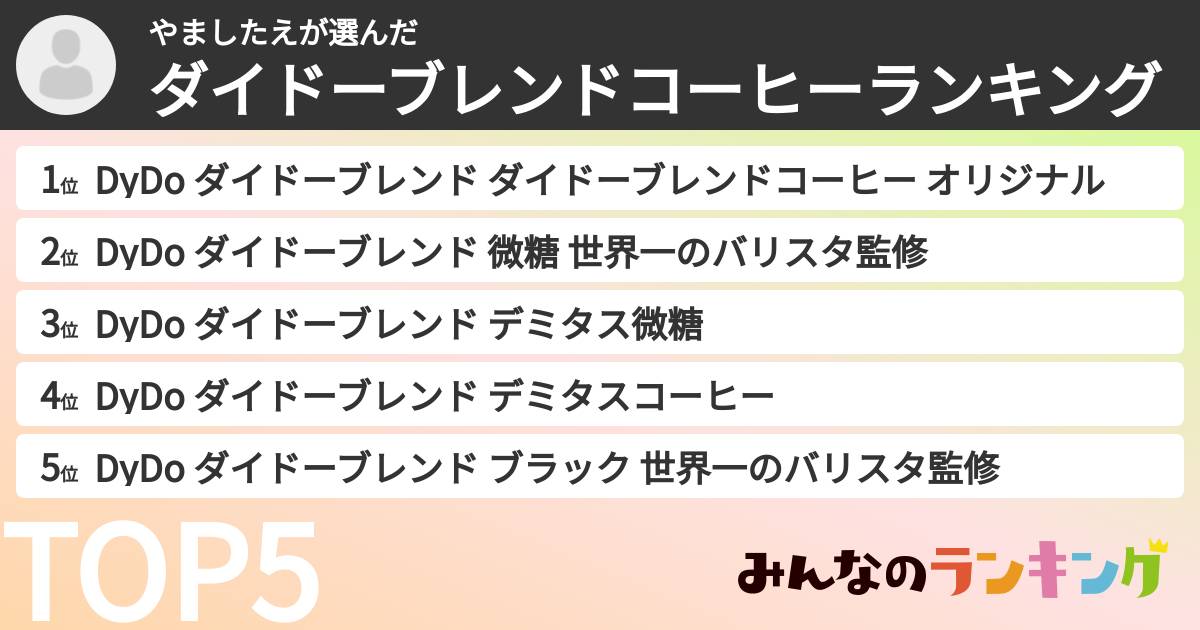 やましたえさんの「ダイドーブレンドコーヒーランキング」