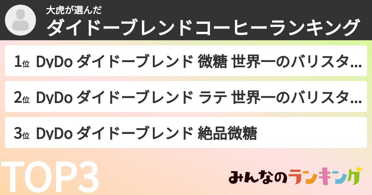 大虎さんの「ダイドーブレンドコーヒーランキング」