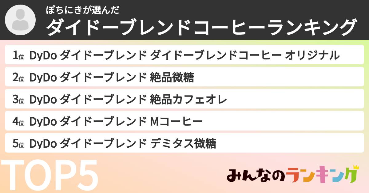 ぽちにきさんの「ダイドーブレンドコーヒーランキング」