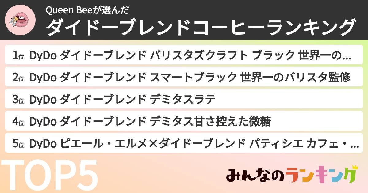 Queen Beeさんの「ダイドーブレンドコーヒーランキング」